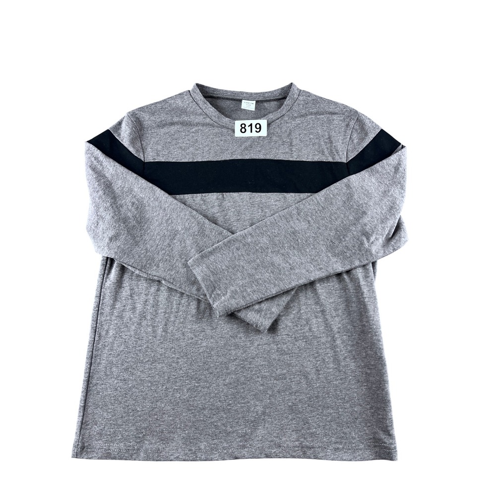 SHEIN Gray Long Sleeve TShirt Boys Size 10Y Black Stripe Athletic